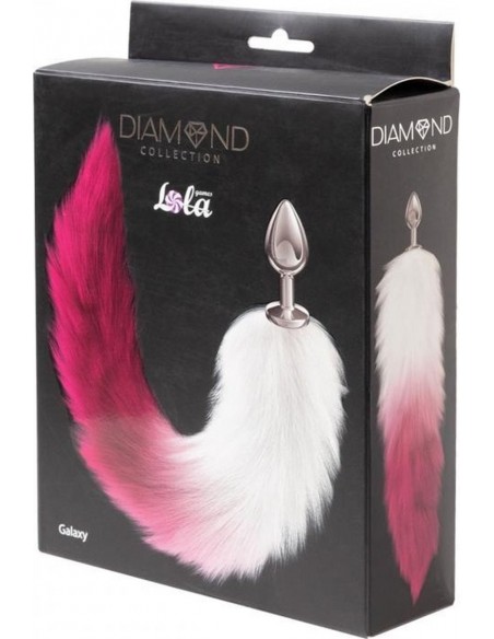 Anal Plug Diamond Galaxy Pink - Korki analne z ogonkiem - 4