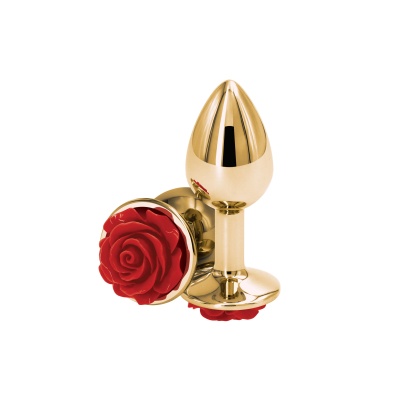 Korek analny Rose Small Red z polerowanego aluminium, 7,6 cm - 1