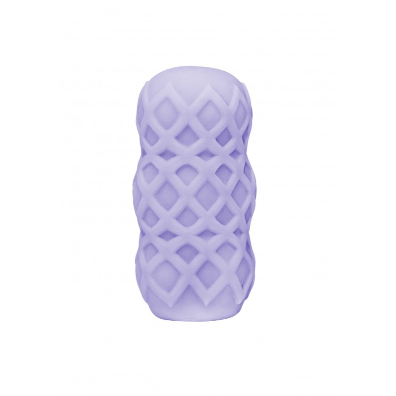 Masturbator Marshmallow Sweety Lavander - dwustronne reliefy z TPE, wodoodporny, długość 8 cm - 4