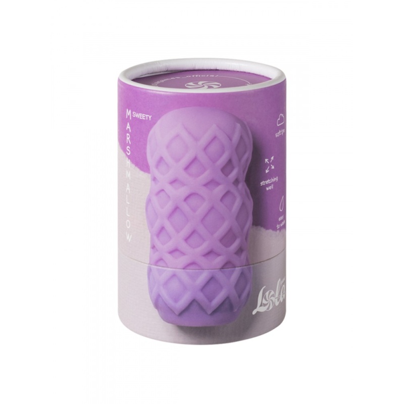 Masturbator Marshmallow Sweety Lavander - dwustronne reliefy z TPE, wodoodporny, długość 8 cm - 6