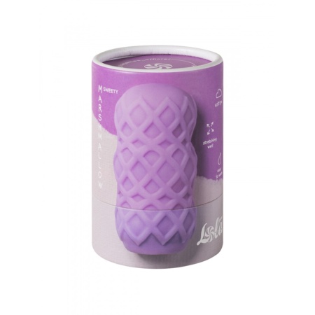 Masturbator Marshmallow Sweety Lavander - dwustronne reliefy z TPE, wodoodporny, długość 8 cm - 6