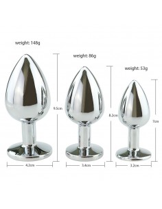 Power Escorts - BR138 - Diamond King Starter 3-Pack - S, M, L - Silver/Dark Blue Stone - Zestawy Korków Analnych - 1 2