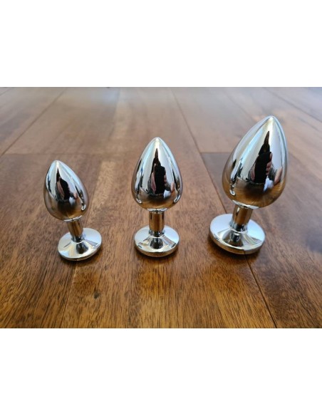 Power Escorts - BR138 - Diamond King Starter 3-Pack - S, M, L - Silver/Dark Blue Stone - Zestawy Korków Analnych - 6