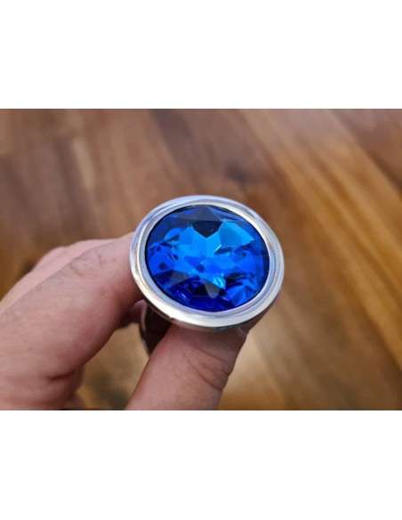 Power Escorts - BR138 - Diamond King Starter 3-Pack - S, M, L - Silver/Dark Blue Stone - Zestawy Korków Analnych - 8