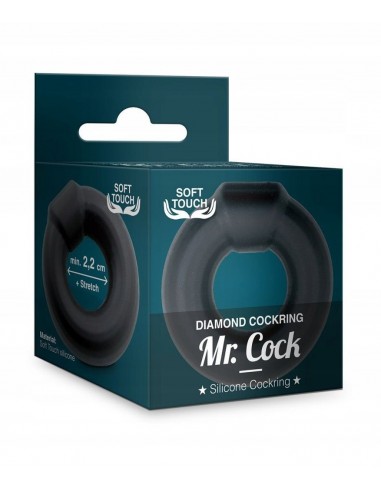 Pierścień na penisa Mr.Cock Diamond Silicone Cockring Black - Pierścienie erekcyjne niewibrujące - 1