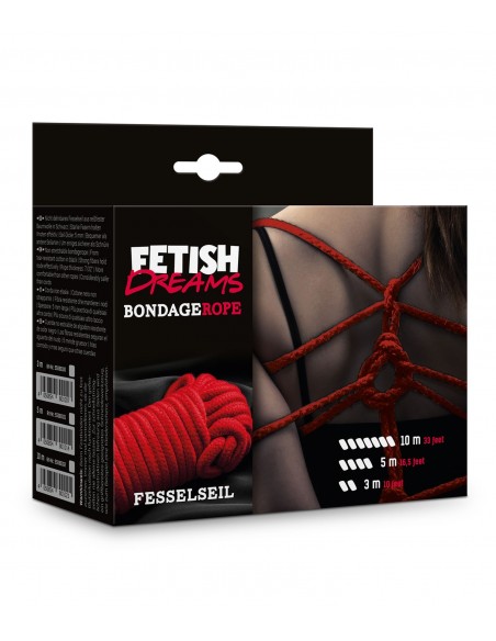 Lina BDSM Fetish Dreams Bondage Rope 10 m Red - Liny, sznury BDSM - 1