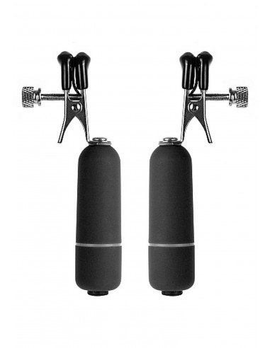 Vibrating Nipple Clamps - Black - Klamry i klipsy na sutki - 1