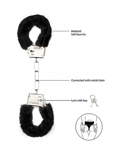 Furry Handcuffs - Black - Kajdanki erotyczne - 3