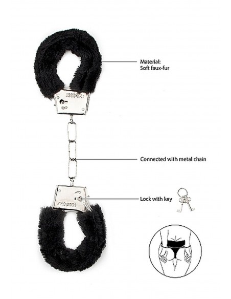 Furry Handcuffs - Black - Kajdanki erotyczne - 3