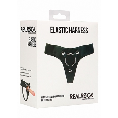 Uprząż do dildo Elastic Harness - elastyczne paski, regulacja, pierścień do 50 mm i stabilne mocowanie - 1 2