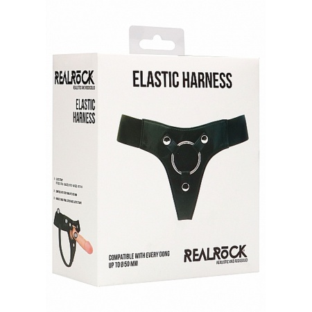 Uprząż do dildo Elastic Harness - elastyczne paski, regulacja, pierścień do 50 mm i stabilne mocowanie - 2