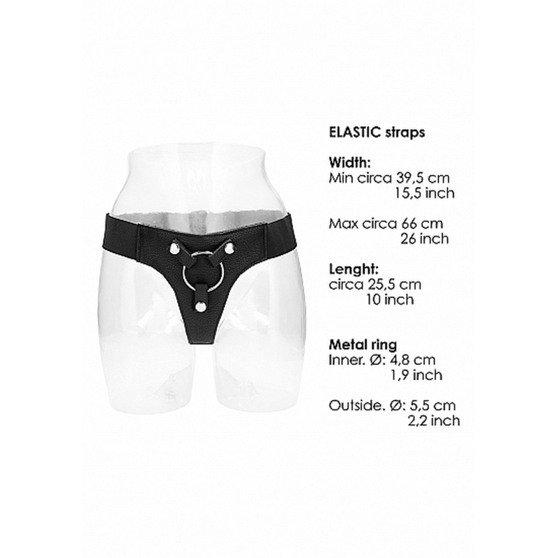 Uprząż do dildo Elastic Harness - elastyczne paski, regulacja, pierścień do 50 mm i stabilne mocowanie - 3