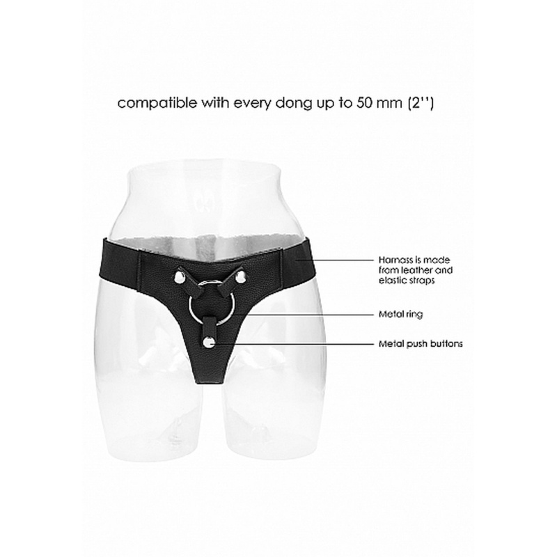Uprząż do dildo Elastic Harness - elastyczne paski, regulacja, pierścień do 50 mm i stabilne mocowanie - 9