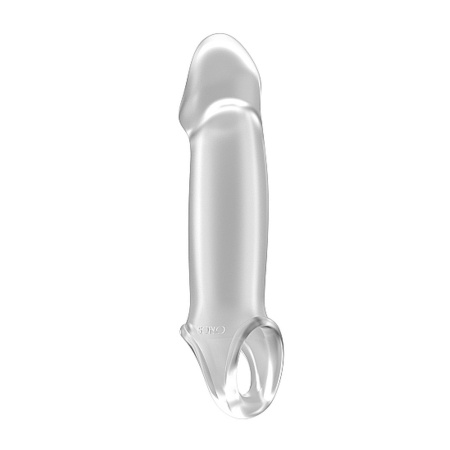 Nakładka na penisa No.33 Stretchy Penis Extension, przezroczysta, z pasem na jądra, +2,5 cm, dł. 15,2 cm - 1