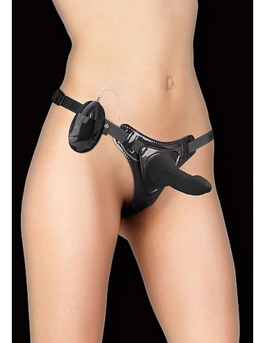 Vibrating Pleasure Strap-On - Black - Strap-ony, dilda na pasku z wibracją - 1