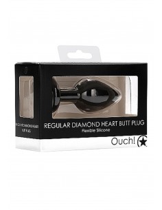 Diamond Heart Butt Plug - Regular - Black - Korki analne silikonowe - 1 2