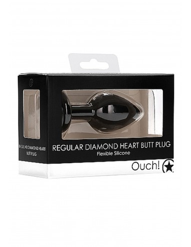 Diamond Heart Butt Plug - Regular - Black - Korki analne silikonowe - 2