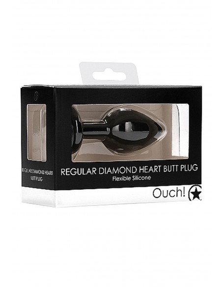 Diamond Heart Butt Plug - Regular - Black - Korki analne silikonowe - 2