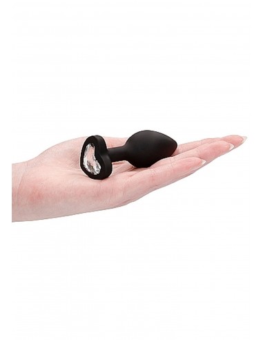 Diamond Heart Butt Plug - Regular - Black - Korki analne silikonowe - 9