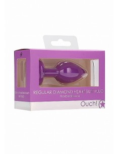 Diamond Heart Butt Plug - Regular - Purple - Korki analne silikonowe - 1 2