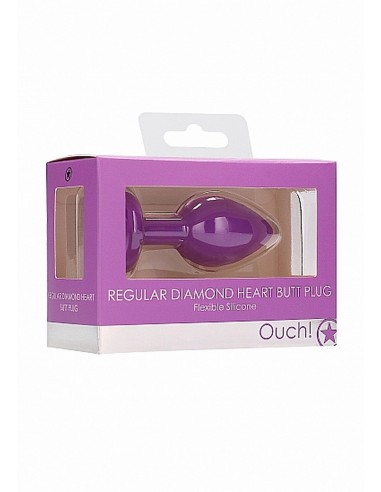 Diamond Heart Butt Plug - Regular - Purple - Korki analne silikonowe - 2