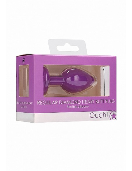 Diamond Heart Butt Plug - Regular - Purple - Korki analne silikonowe - 2