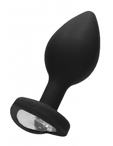 Diamond Heart Butt Plug - Large - Black - Korki analne silikonowe - 1
