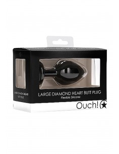 Diamond Heart Butt Plug - Large - Black - Korki analne silikonowe - 1 2