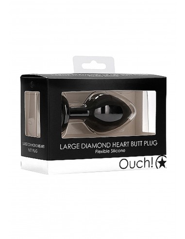 Diamond Heart Butt Plug - Large - Black - Korki analne silikonowe - 2