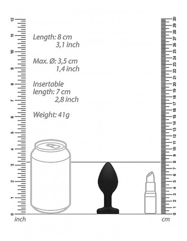 Diamond Heart Butt Plug - Large - Black - Korki analne silikonowe - 3