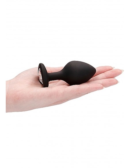 Diamond Heart Butt Plug - Large - Black - Korki analne silikonowe - 8