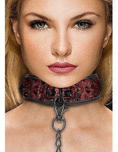 Luxury Collar With Leash - Burgundy - Chokery, obroże i smycze - 1