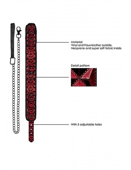 Luxury Collar With Leash - Burgundy - Chokery, obroże i smycze - 6
