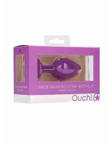 Diamond Heart Butt Plug - Large - Purple - Korki analne silikonowe - 2