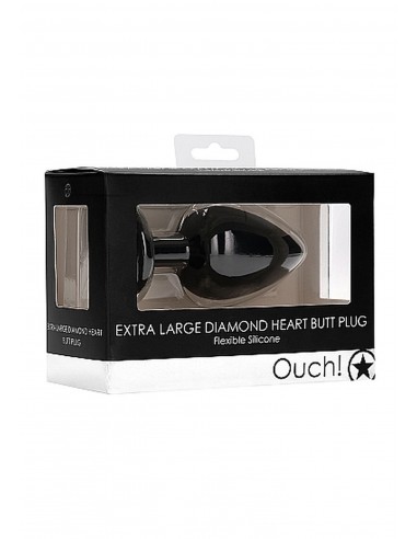 Diamond Heart Butt Plug - Extra Large - Black - Korki analne silikonowe - 2