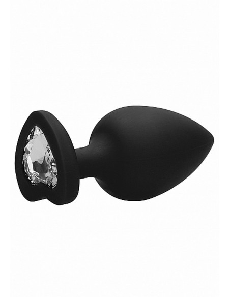 Diamond Heart Butt Plug - Extra Large - Black - Korki analne silikonowe - 6