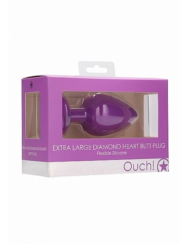 Diamond Heart Butt Plug - Extra Large - Purple - Korki analne silikonowe - 2