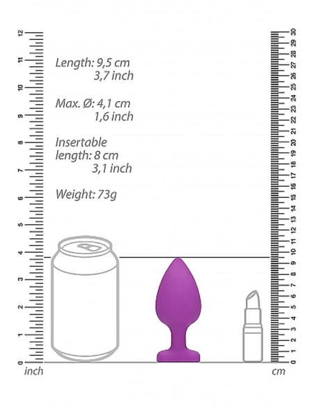 Diamond Heart Butt Plug - Extra Large - Purple - Korki analne silikonowe - 3