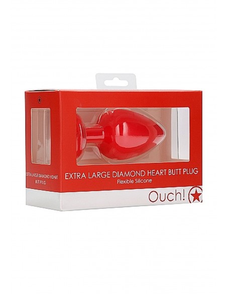 Diamond Heart Butt Plug - Extra Large - Red - Korki analne silikonowe - 2