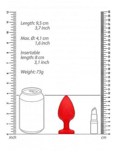 Diamond Heart Butt Plug - Extra Large - Red - Korki analne silikonowe - 3