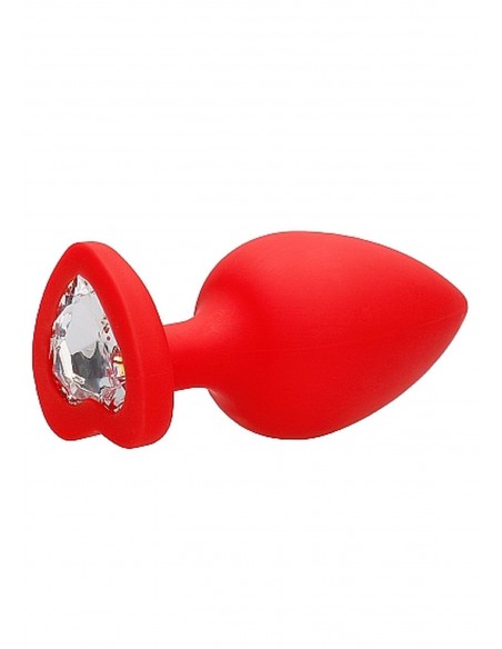 Diamond Heart Butt Plug - Extra Large - Red - Korki analne silikonowe - 6