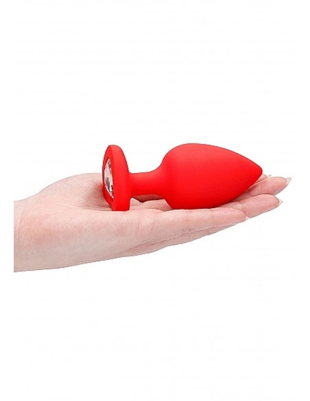 Diamond Heart Butt Plug - Extra Large - Red - Korki analne silikonowe - 8