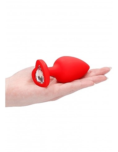 Diamond Heart Butt Plug - Extra Large - Red - Korki analne silikonowe - 9
