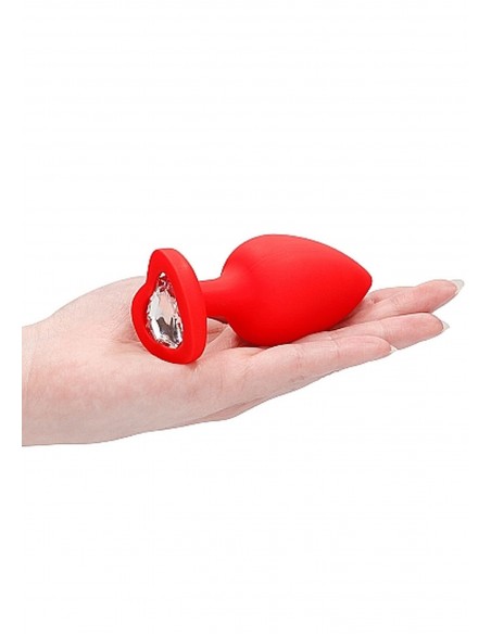 Diamond Heart Butt Plug - Extra Large - Red - Korki analne silikonowe - 9
