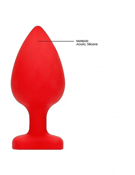 Diamond Heart Butt Plug - Extra Large - Red - Korki analne silikonowe - 11