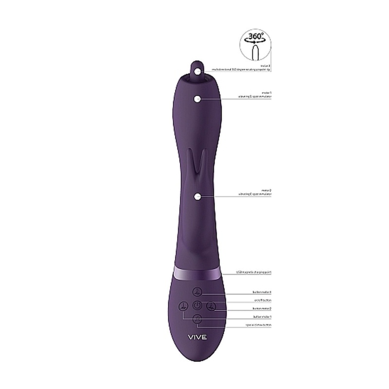 Wibrator Nilo - Pinpoint Rotating G-Spot Rabbit - Fioletowy - 12