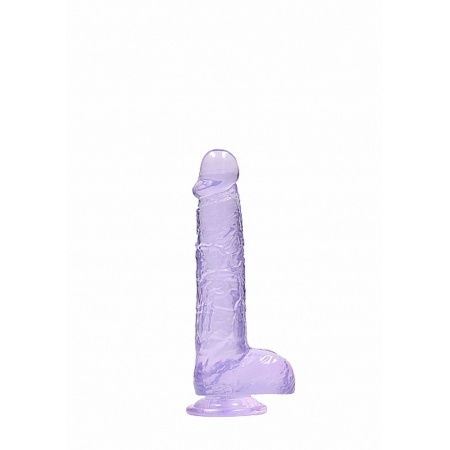 Realistyczne Dildo z Jądrami RealRock Crystal Clear - Przyssawka i Wodoodporność, 17 cm - 4