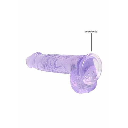 Realistyczne Dildo z Jądrami RealRock Crystal Clear - Przyssawka i Wodoodporność, 17 cm - 5