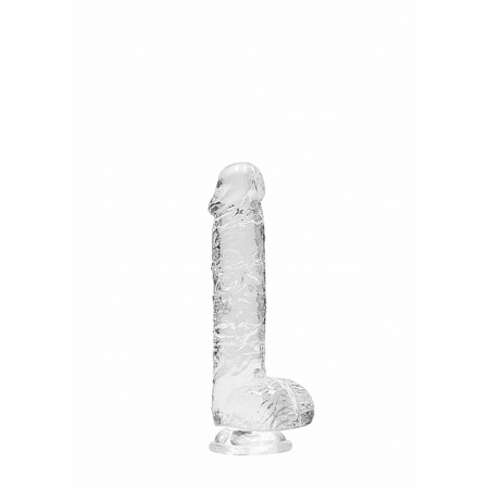 Dildo RealRock Crystal Clear 6-calowy z jądrami i przyssawką - przezroczysty, 17 cm - 1