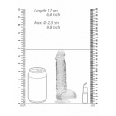 Dildo RealRock Crystal Clear 6-calowy z jądrami i przyssawką - przezroczysty, 17 cm - 3
